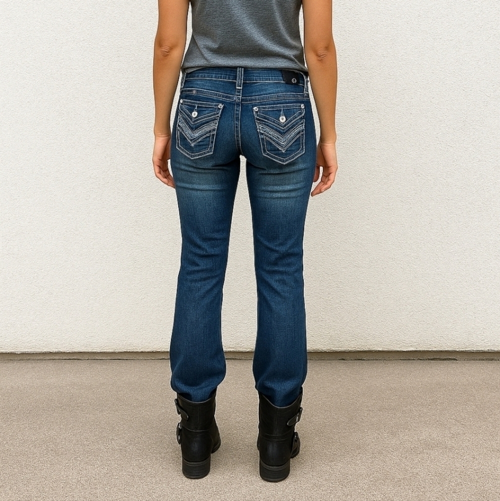 Harley-Davidson Women’s Embellished Bootcut Jeans Size 2 Blue Denim